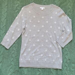 New York & Company Gray Polka Dot Sweater